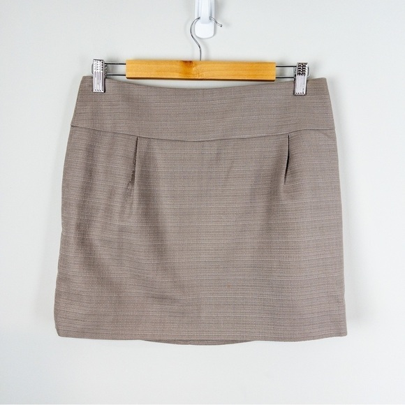 J Crew Factory Womens Taupe Textured Cotton Mini Skirt Size 4 Neutral Minimalist - Picture 2 of 9